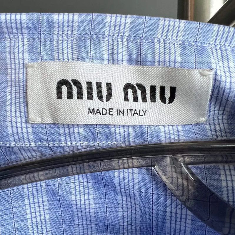 Miu Miu Miu Miu Light Blue Cotton Shirt for Women 0089 Size M / US 6-8 / IT 42-44 - 3 Thumbnail