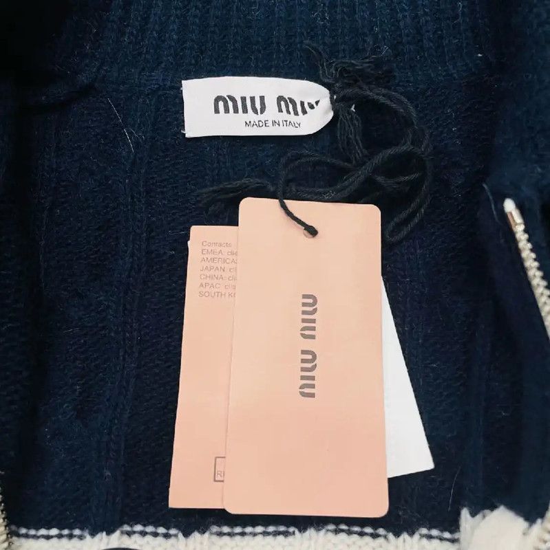 Miu Miu Miu Miu Navy Wool Jacket with Zip Front 0089 Size M / US 6-8 / IT 42-44 - 3 Thumbnail