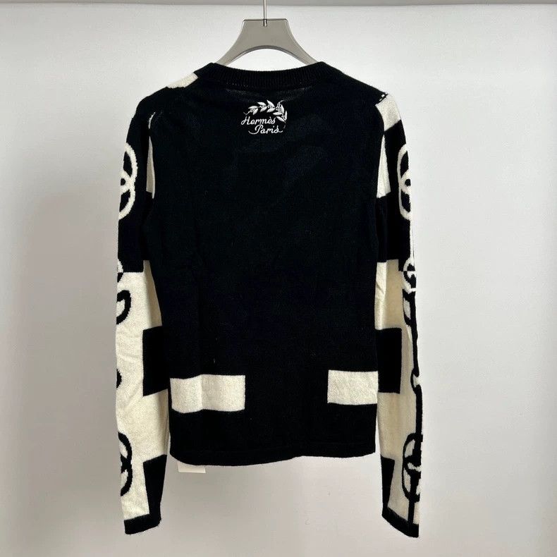 Hermes Hermes Black White Cashmere Sweater - dmc Size US S / EU 44-46 / 1 - 2 Thumbnail