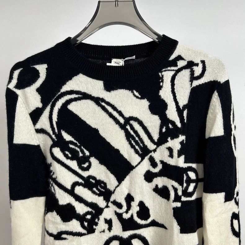 Hermes Hermes Black White Cashmere Sweater - dmc Size US S / EU 44-46 / 1 - 5 Thumbnail