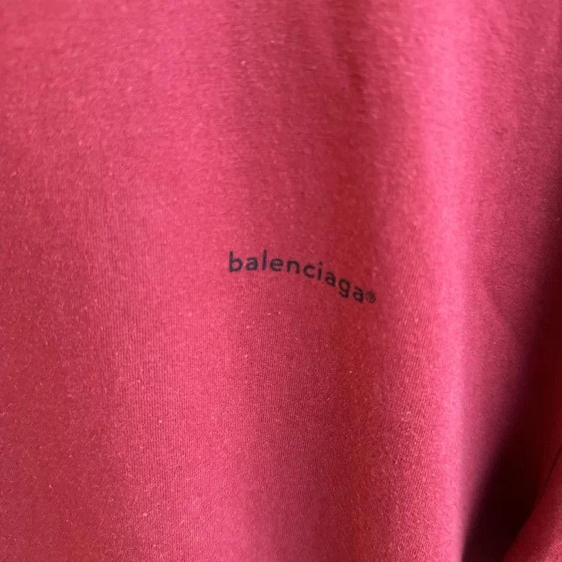 Balenciaga Balenciaga Burgundy Small Logo T-shirt - dmc Size US M / EU 48-50 / 2 - 3 Thumbnail