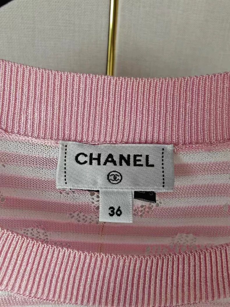 Chanel Chanel Pink Striped Sweater Coat - dmc Size US S / EU 44-46 / 1 - 3 Thumbnail