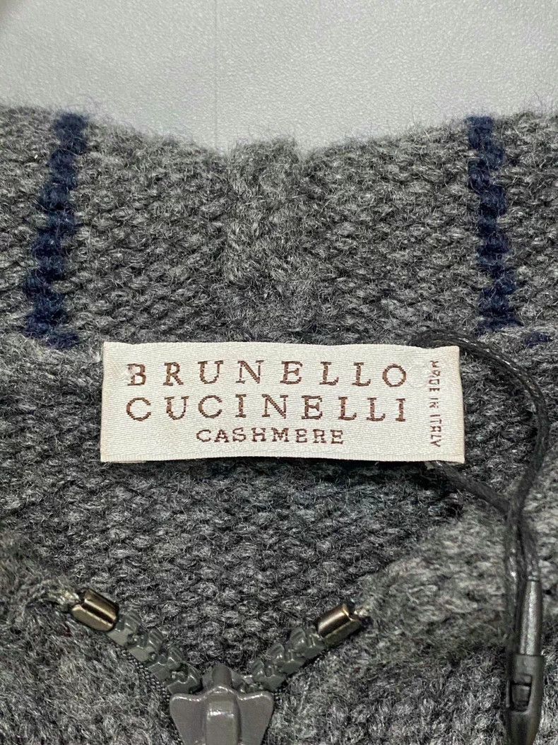 Brunello Cucinelli Gray Plaid Cashmere Zip Jacket - dmc Size US XS / EU 42 / 0 - 4 Thumbnail