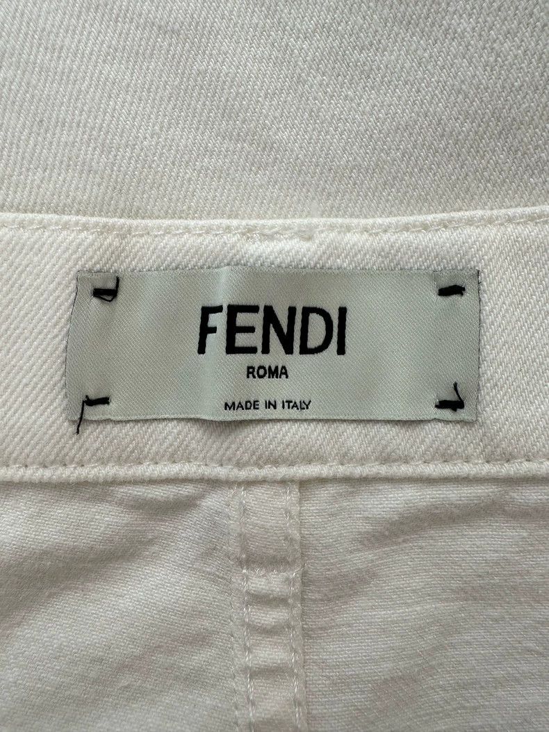FENDI White Casual Slim Fit Denim Shorts - dmc