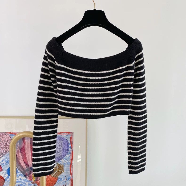 Saint Laurent Paris Saint Laurent Off-Shoulder Knit Top - dmc Size US M / EU 48-50 / 2 - 2 Thumbnail