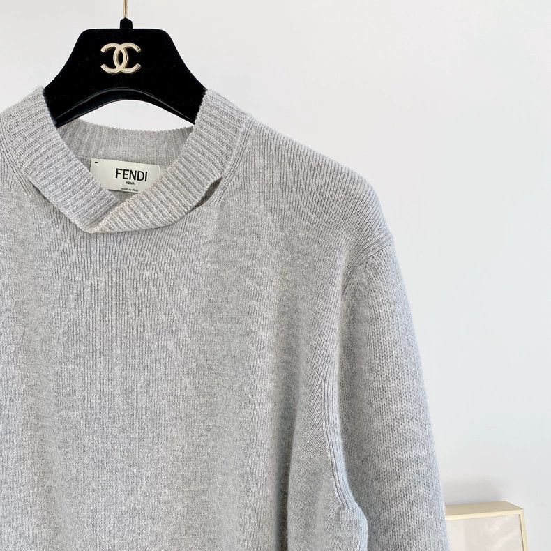 Fendi Fendi Gray Knit Sweater Top - dmc Size US XL / EU 56 / 4 - 4 Thumbnail