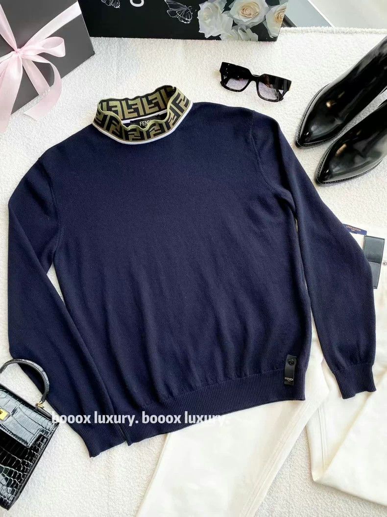 Fendi Fendi Wool Logo Collar Long Sleeve Sweater - dmc Size US XL / EU 56 / 4 - 7 Thumbnail