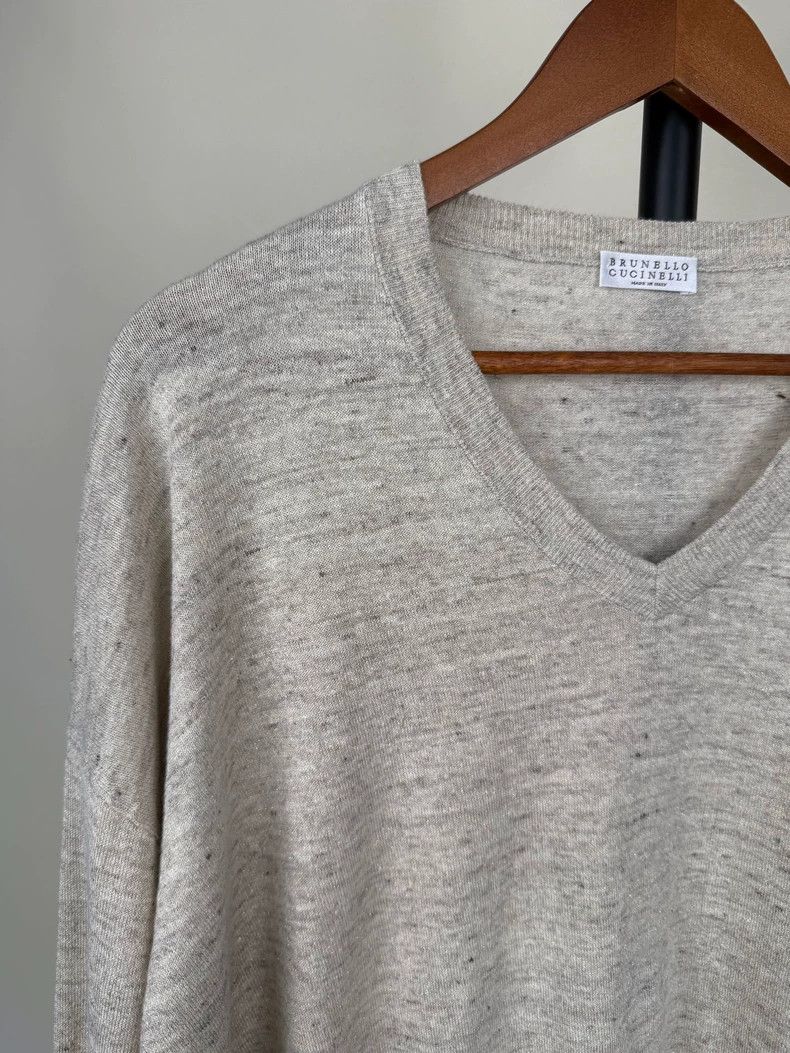 Brunello Cucinelli Brunello Cucinelli V-neck Linen Sweater - dmc Size US M / EU 48-50 / 2 - 5 Thumbnail