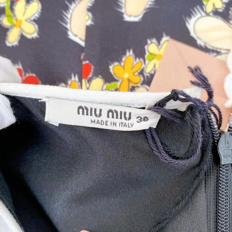 Miu Miu Miu Miu Floral Print Short-Sleeve Dress 0089 Size S / US 4 / IT 40 - 6 Thumbnail