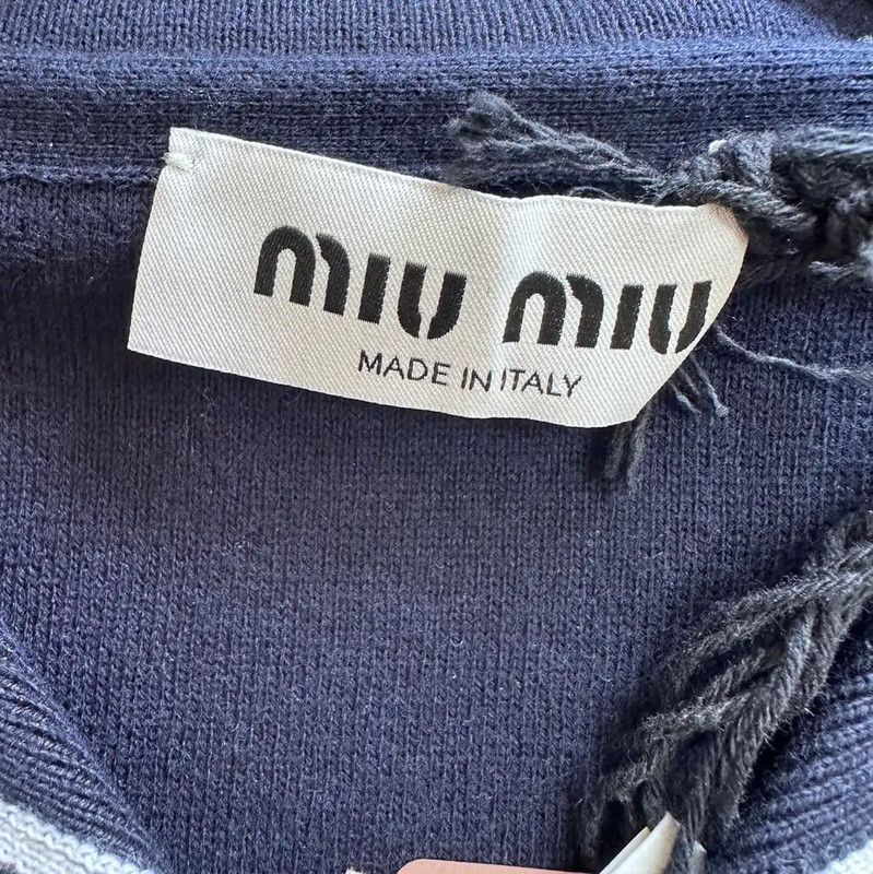 Miu Miu Miu Miu Navy Cotton Pullover Sweater 0089 Size XS / US 0-2 / IT 36-38 - 4 Thumbnail