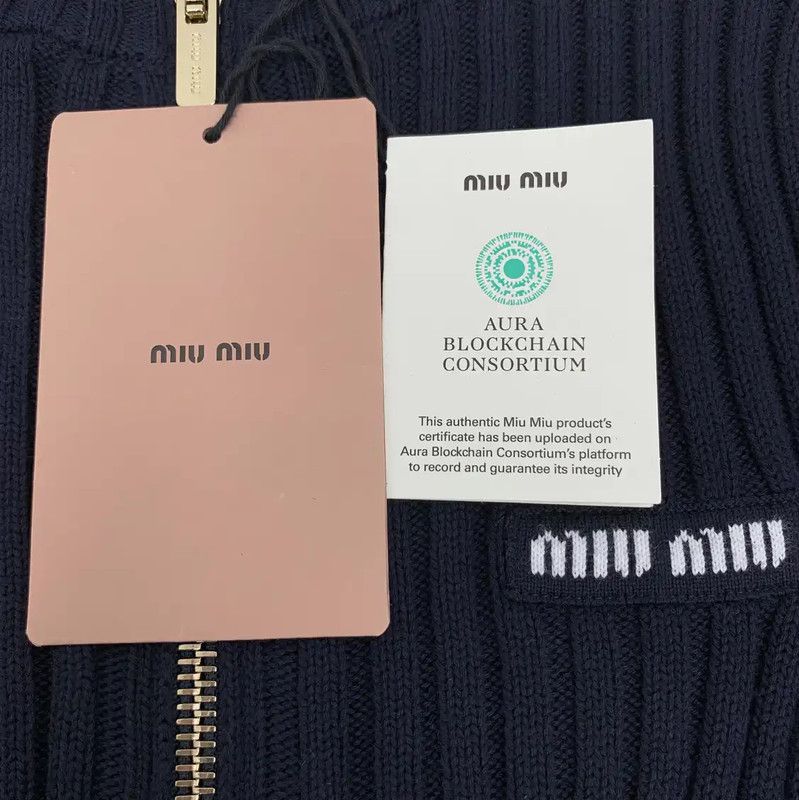 Miu Miu Miu Miu Women's Deep Blue Cotton Sweater 0089 Size XS / US 0-2 / IT 36-38 - 6 Thumbnail