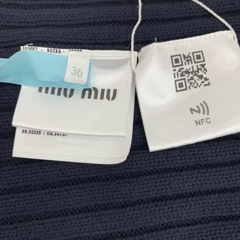 Miu Miu Miu Miu Women's Deep Blue Cotton Sweater 0089 Size XS / US 0-2 / IT 36-38 - 7 Thumbnail