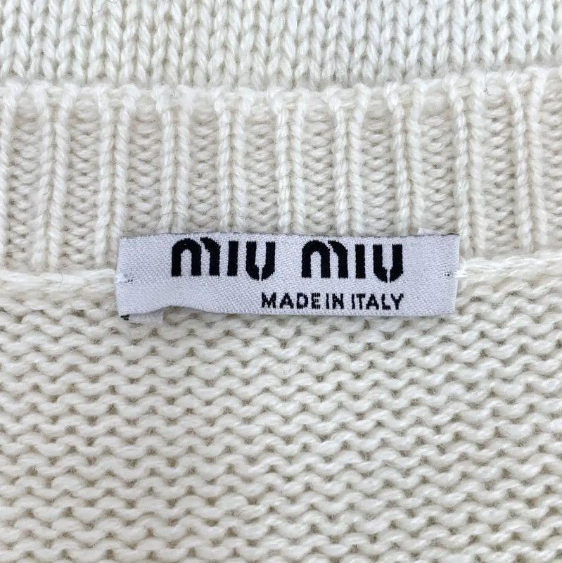 Miu Miu Miu Miu Women's Beige Cashmere Cardigan with Bows 0089 Size XS / US 0-2 / IT 36-38 - 5 Thumbnail