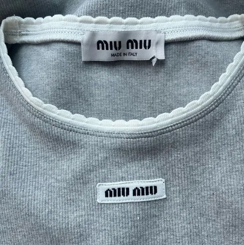 Miu Miu Miu Miu Gray Cotton Dress for Women 0089 Size L / US 10 / IT 46 - 3 Thumbnail