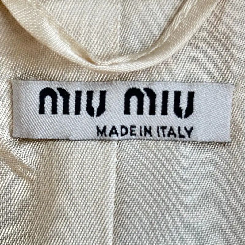Miu Miu Miu Miu Women's Ivory Cotton Blend Coat 0089 Size L / US 10 / IT 46 - 4 Thumbnail