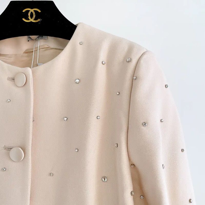 Miu Miu Miu Miu Beige Button-Up Jacket for Women 0089 Size XL / US 12-14 / IT 48-50 - 3 Thumbnail