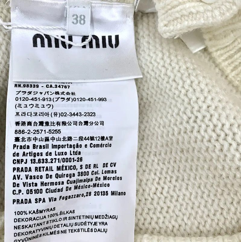 Miu Miu Miu Miu Beige Cashmere Cardigan for Women 0089 Size XS / US 0-2 / IT 36-38 - 6 Thumbnail