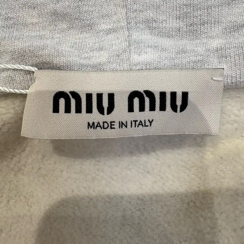 Miu Miu Miu Miu Gray Cropped Long Sleeve Hoodie 0089 Size XS / US 0-2 / IT 36-38 - 7 Thumbnail