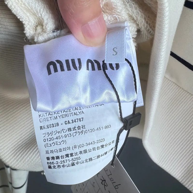 Miu Miu Miu Miu Striped Cropped Cotton Sweatshirt 0089 Size S / US 4 / IT 40 - 7 Thumbnail