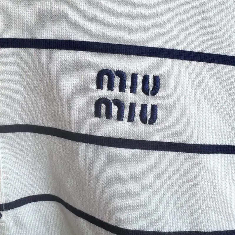 Miu Miu Miu Miu Striped Cropped Cotton Sweatshirt 0089 Size S / US 4 / IT 40 - 5 Thumbnail