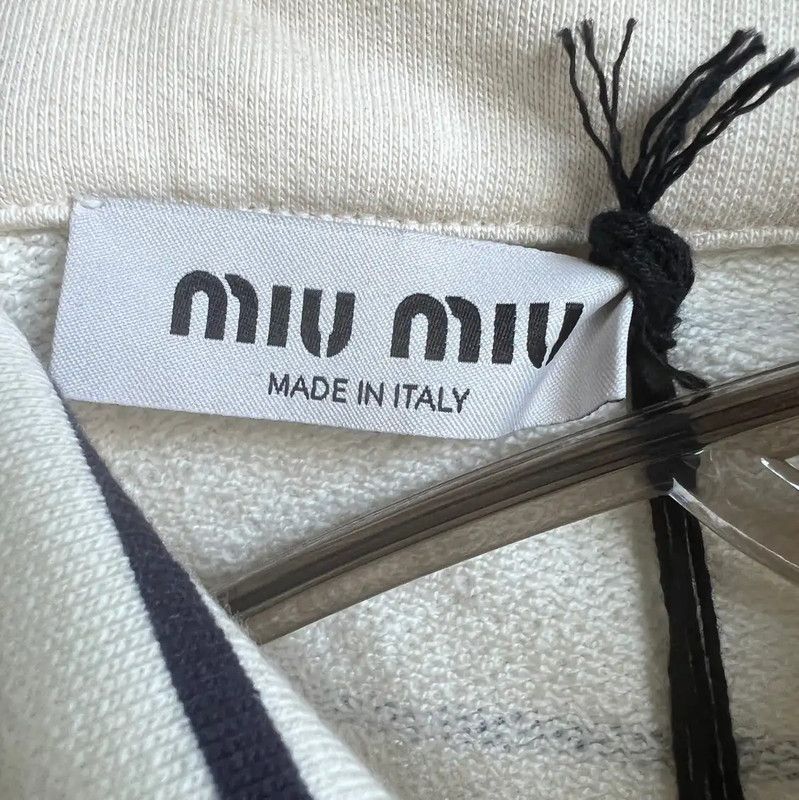 Miu Miu Miu Miu Striped Cropped Cotton Sweatshirt 0089 Size S / US 4 / IT 40 - 6 Thumbnail