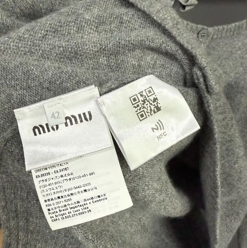 Miu Miu Miu Miu Winter Charcoal Cashmere Cardigan 0089 Size M / US 6-8 / IT 42-44 - 5 Thumbnail