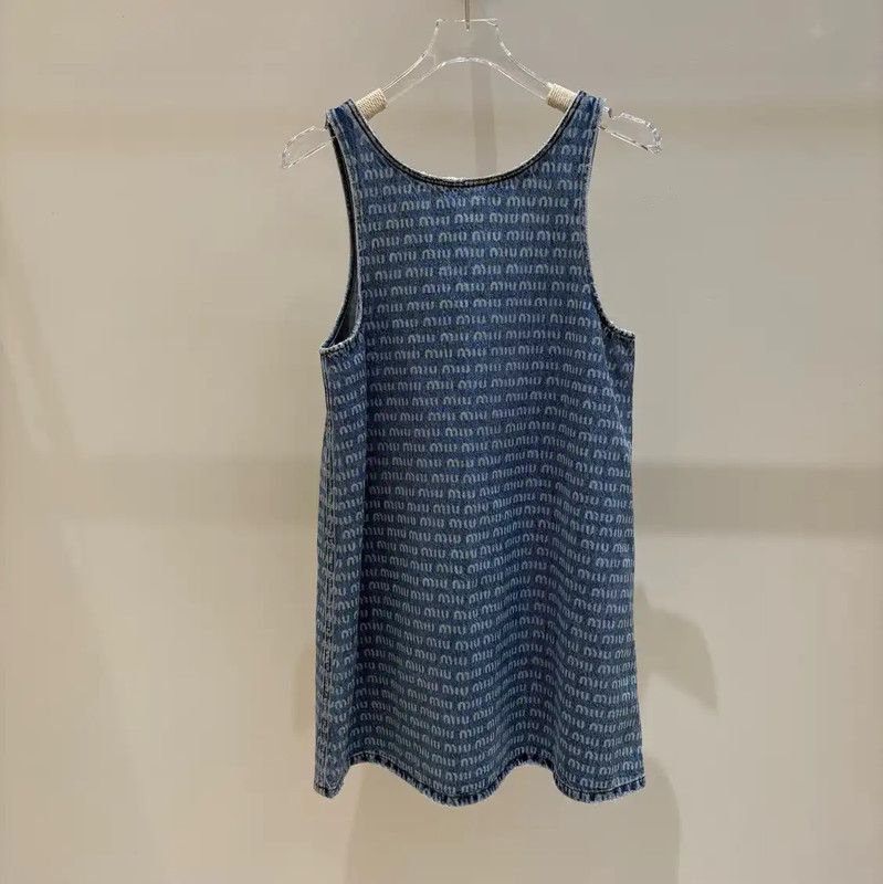Miu Miu Miu Miu Blue Denim Sleeveless Dress 0089 Size M / US 6-8 / IT 42-44 - 2 Thumbnail