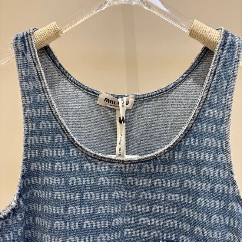 Miu Miu Miu Miu Blue Denim Sleeveless Dress 0089 Size M / US 6-8 / IT 42-44 - 3 Thumbnail