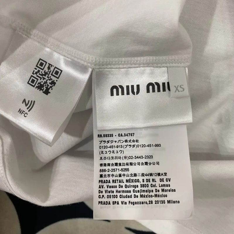 Miu Miu Miu Miu White Cotton Cropped T-Shirt 0089 Size XS / US 0-2 / IT 36-38 - 5 Thumbnail