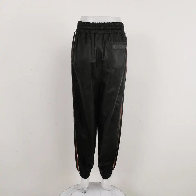 Miu Miu Miu Miu Black Lambskin Embroidered Logo Casual Pants 0089 Size 23" - 2 Thumbnail