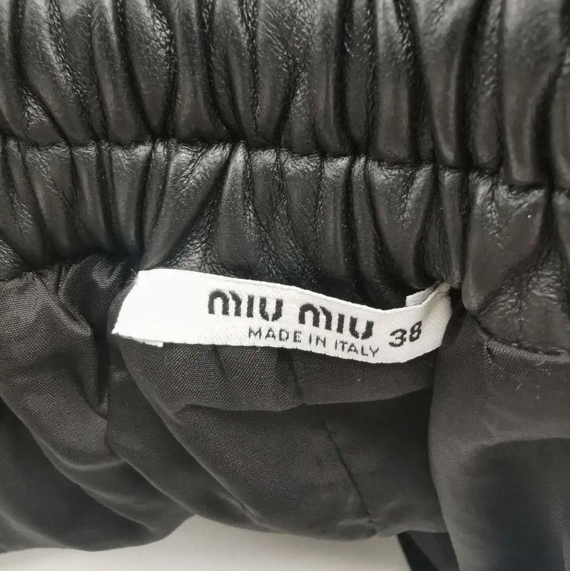 Miu Miu Miu Miu Black Lambskin Embroidered Logo Casual Pants 0089 Size 23" - 6 Thumbnail