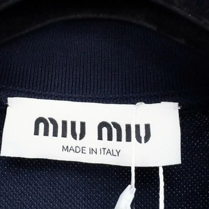 Miu Miu Miu Miu Navy Cotton Short Sleeve Tee 0089 Size XS / US 0-2 / IT 36-38 - 2 Thumbnail