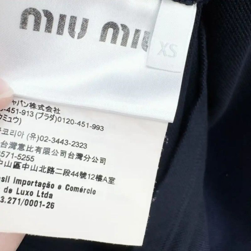 Miu Miu Miu Miu Navy Cotton Short Sleeve Tee 0089 Size XS / US 0-2 / IT 36-38 - 5 Thumbnail