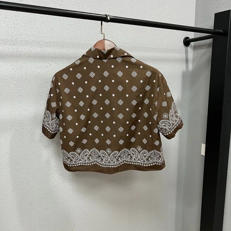 Miu Miu Miu Miu Brown Printed Short Sleeve Shirt 0089 Size L / US 10 / IT 46 - 2 Thumbnail