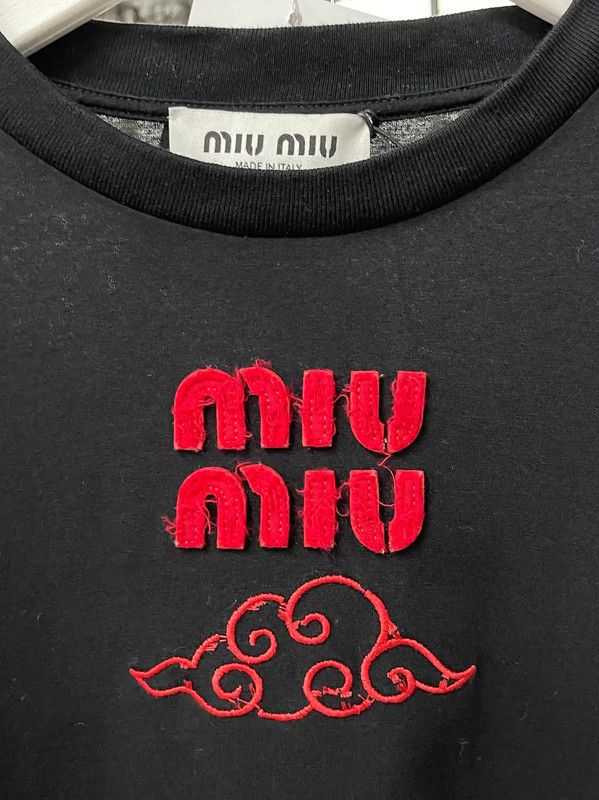 Miu Miu Miu Miu Black Cotton Women's T-Shirt 0089 Size XS / US 0-2 / IT 36-38 - 5 Thumbnail