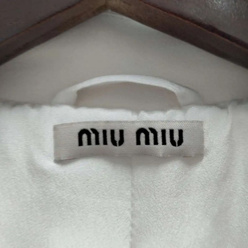 Miu Miu Miu Miu Women's White Spring Jacket with Detail 0089 Size L / US 10 / IT 46 - 3 Thumbnail