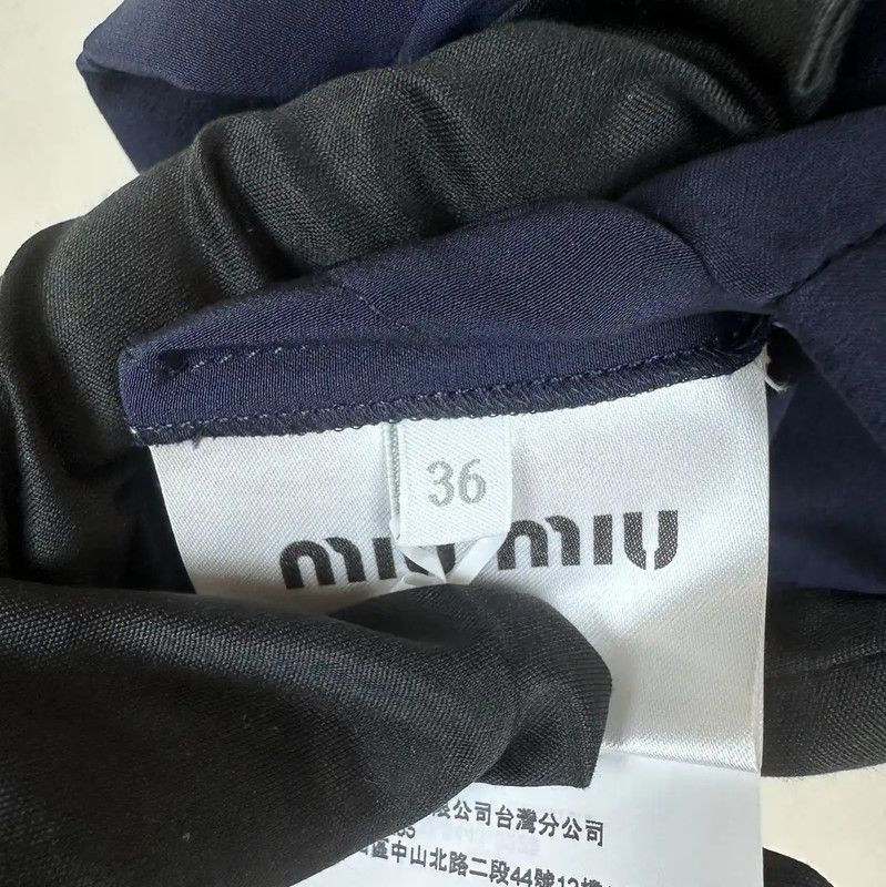 Miu Miu Miu Miu Navy Silk Women's T-Shirt Size S 0089 Size XS / US 0-2 / IT 36-38 - 5 Thumbnail