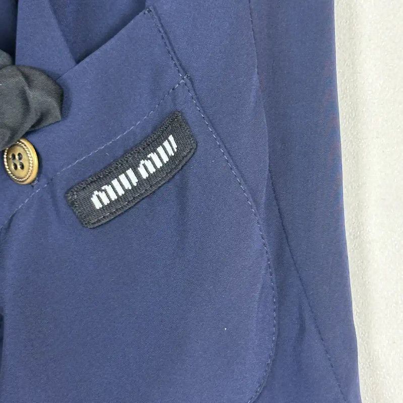 Miu Miu Miu Miu Navy Silk Women's T-Shirt Size S 0089 Size XS / US 0-2 / IT 36-38 - 4 Thumbnail