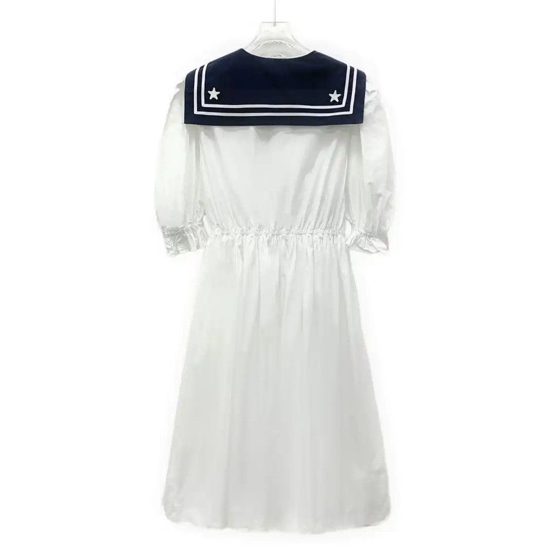 Miu Miu Miu Miu White Cotton Dress with Sailor Collar 0089 Size M / US 6-8 / IT 42-44 - 2 Thumbnail