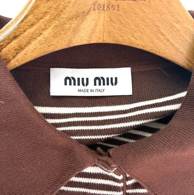 Miu Miu Miu Miu Brown Striped Women's Shirt 0089 Size ONE SIZE - 3 Thumbnail