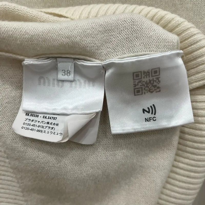 Miu Miu Miu Miu White Women's Cardigan Sweater 0089 Size ONE SIZE - 5 Thumbnail