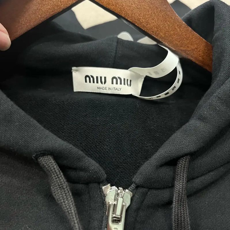 Miu Miu Miu Miu Black Cropped Women's Hoodie 0089 Size S / US 4 / IT 40 - 3 Thumbnail
