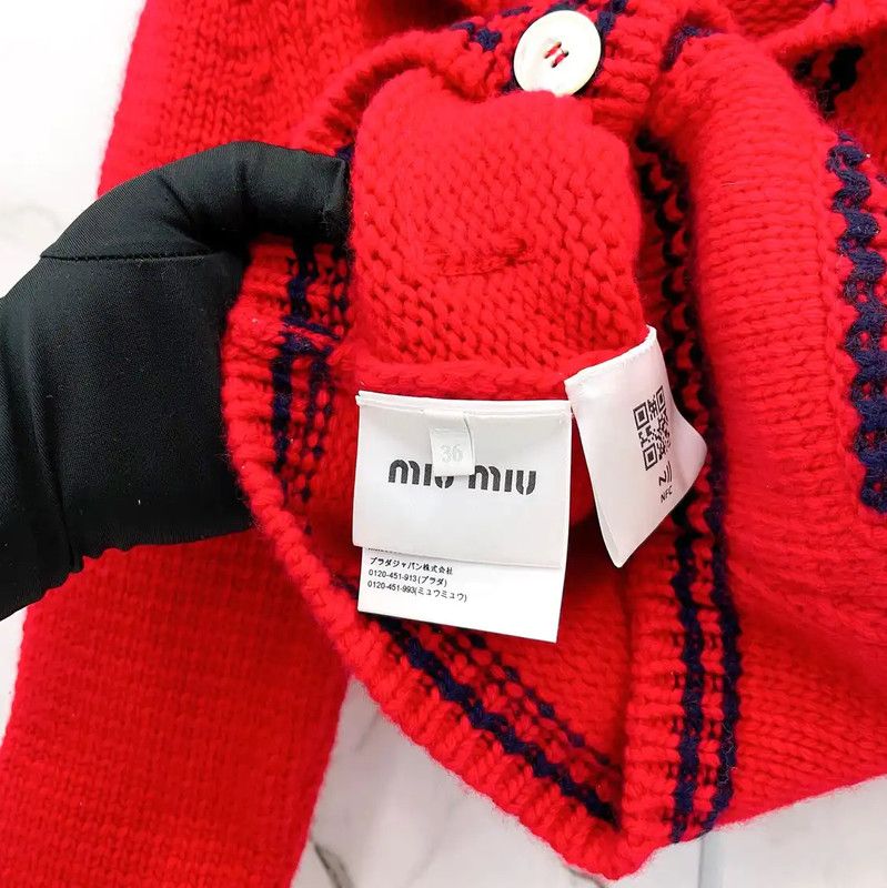Miu Miu Miu Miu Red Wool Long Sleeve Top 0089 Size XS / US 0-2 / IT 36-38 - 7 Thumbnail