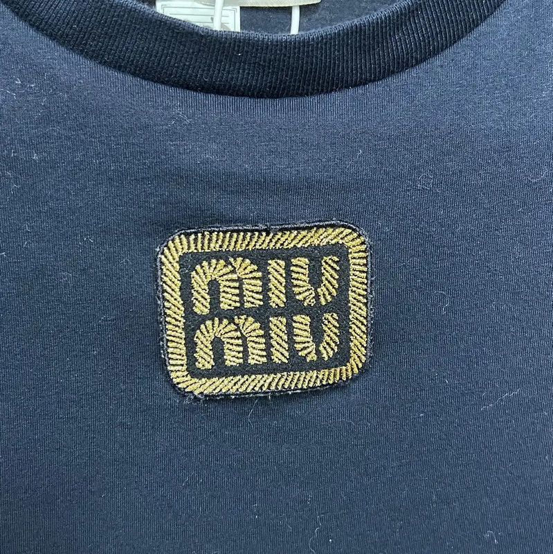 Miu Miu Miu Miu Navy Cotton Long Sleeve T-Shirt 0089 Size M / US 6-8 / IT 42-44 - 3 Thumbnail