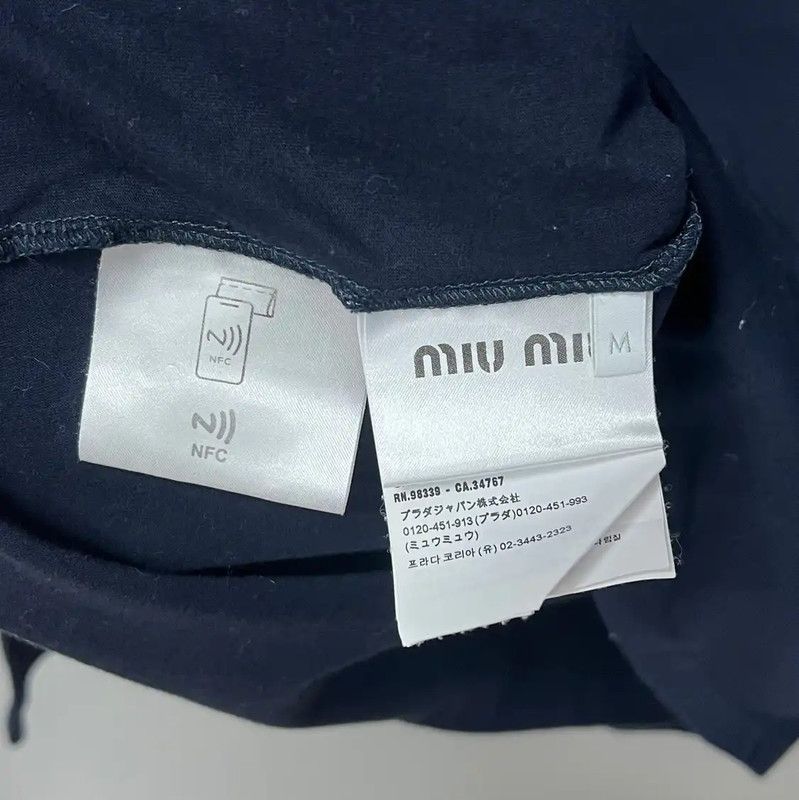 Miu Miu Miu Miu Navy Cotton Long Sleeve T-Shirt 0089 Size M / US 6-8 / IT 42-44 - 4 Thumbnail