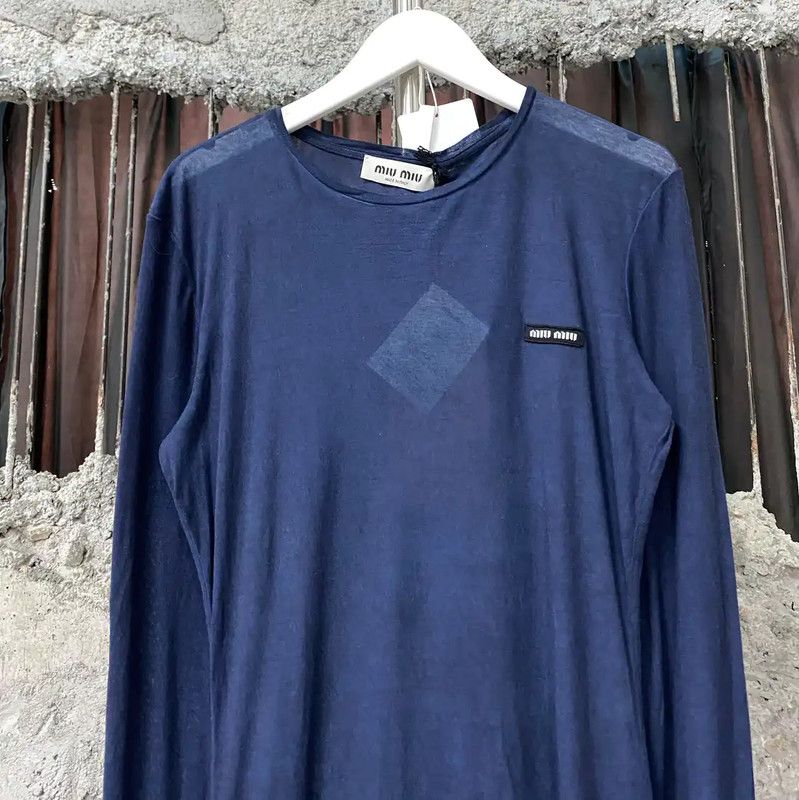 Miu Miu Miu Miu Long Sleeve Navy Blue T-Shirt 0089 Size M / US 6-8 / IT 42-44 - 3 Thumbnail