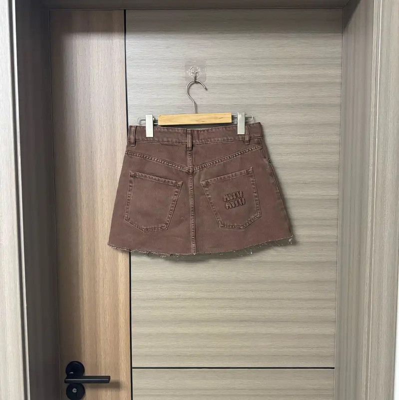 Miu Miu Miu Miu Brown Cotton Women's Skirt 0089 Size 23" - 2 Thumbnail