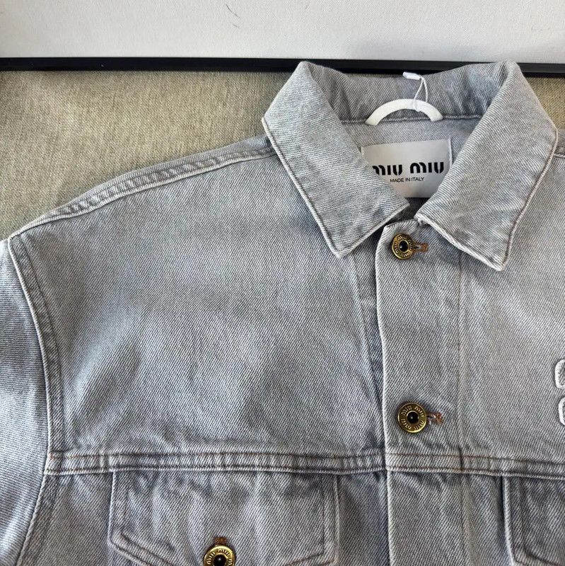 Miu Miu Miu Miu Spring Autumn Gray Denim Cropped Cardigan 0089 Size M / US 6-8 / IT 42-44 - 9 Thumbnail