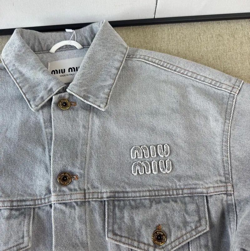 Miu Miu Miu Miu Spring Autumn Gray Denim Cropped Cardigan 0089 Size M / US 6-8 / IT 42-44 - 8 Thumbnail