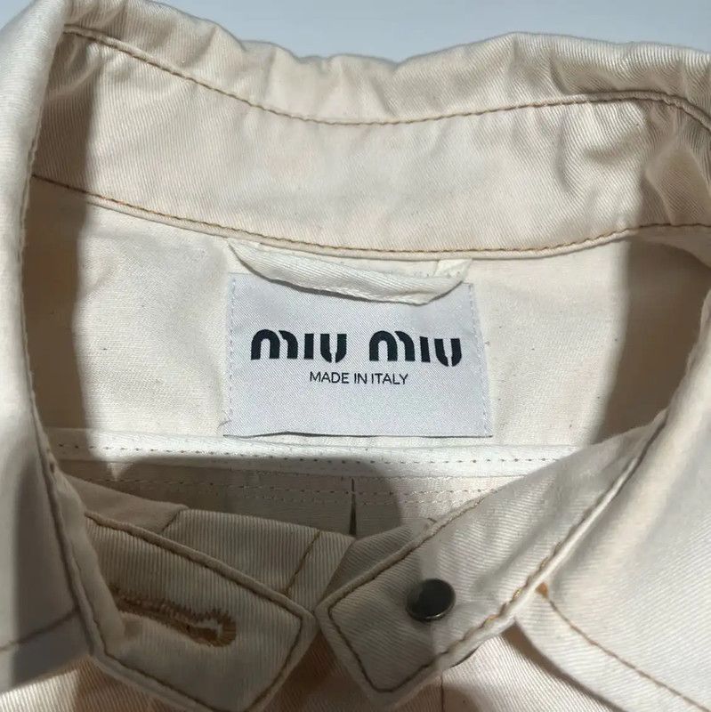 Miu Miu Miu Miu White Cropped Cardigan for Women 0089 Size M / US 6-8 / IT 42-44 - 4 Thumbnail